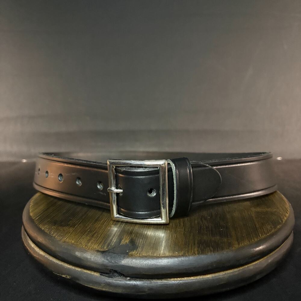 Perfect Fit Everyday Leather Belt Size 34" Black Plain Leather Chrome USA MADE